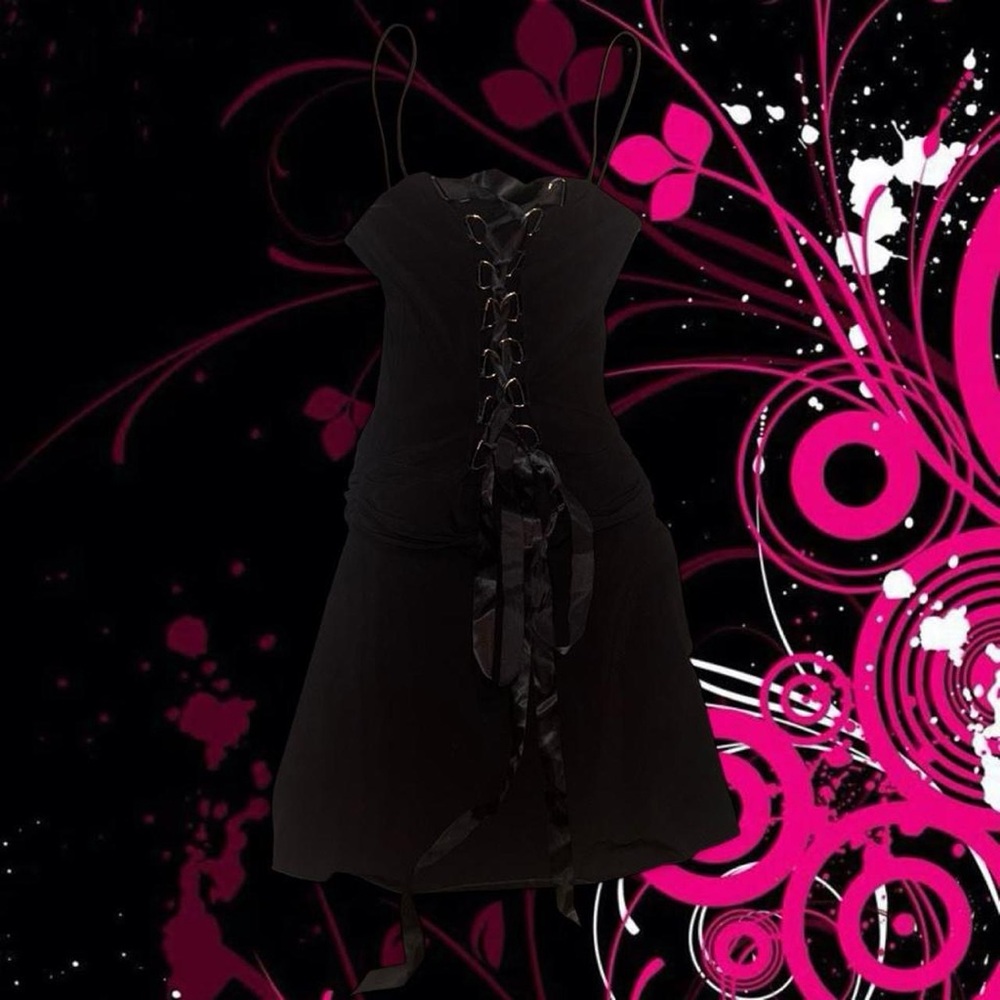 vtg y2k morbid threads corset drop waist dress, sz xs. no flaws!